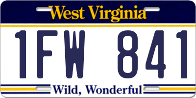 WV license plate 1FW841