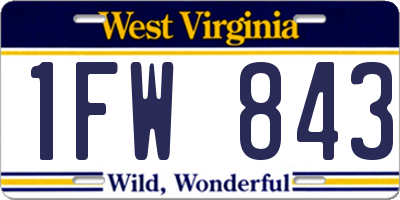 WV license plate 1FW843