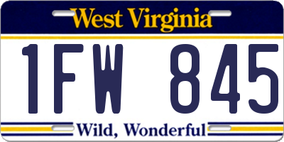 WV license plate 1FW845