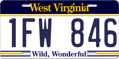 WV license plate 1FW846