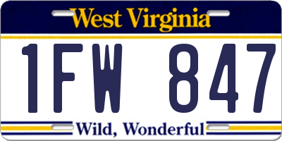 WV license plate 1FW847