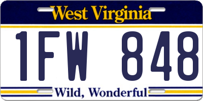WV license plate 1FW848