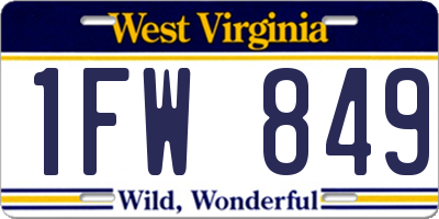 WV license plate 1FW849