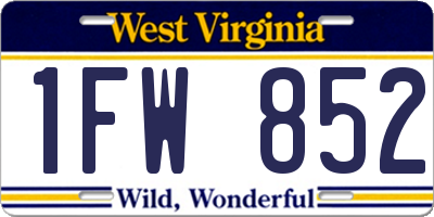 WV license plate 1FW852