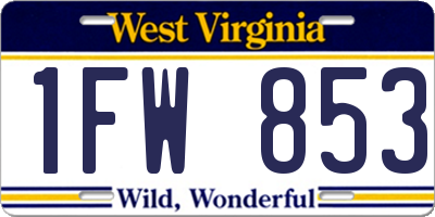 WV license plate 1FW853