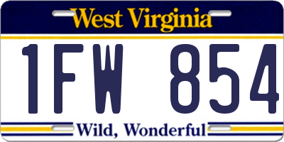WV license plate 1FW854