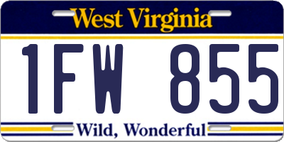 WV license plate 1FW855