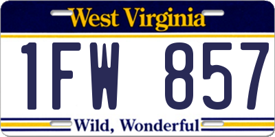 WV license plate 1FW857