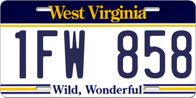 WV license plate 1FW858