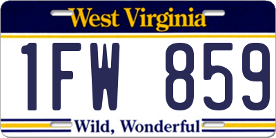 WV license plate 1FW859