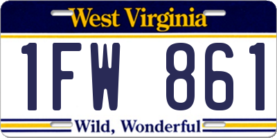 WV license plate 1FW861