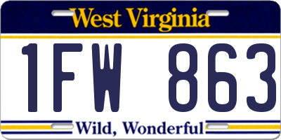 WV license plate 1FW863