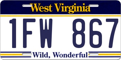 WV license plate 1FW867