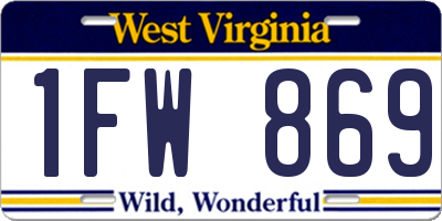 WV license plate 1FW869