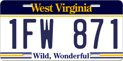 WV license plate 1FW871