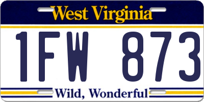 WV license plate 1FW873