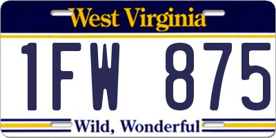 WV license plate 1FW875