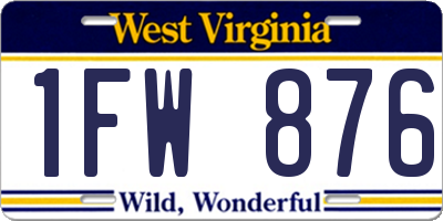 WV license plate 1FW876