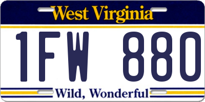 WV license plate 1FW880