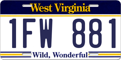 WV license plate 1FW881