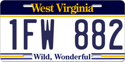 WV license plate 1FW882