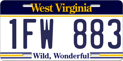 WV license plate 1FW883