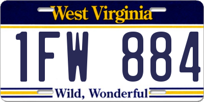 WV license plate 1FW884