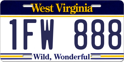 WV license plate 1FW888