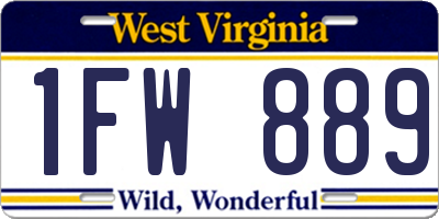 WV license plate 1FW889