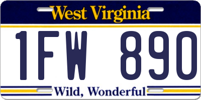 WV license plate 1FW890