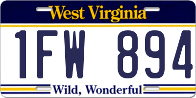 WV license plate 1FW894