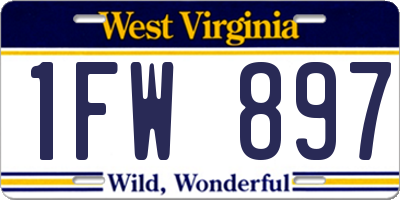 WV license plate 1FW897