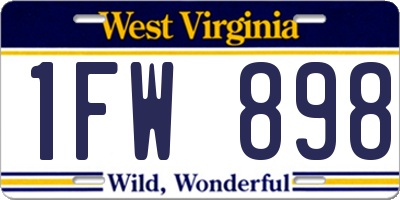 WV license plate 1FW898