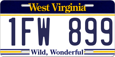 WV license plate 1FW899