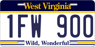 WV license plate 1FW900