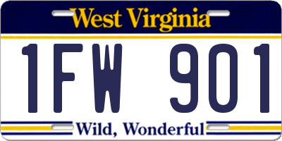WV license plate 1FW901