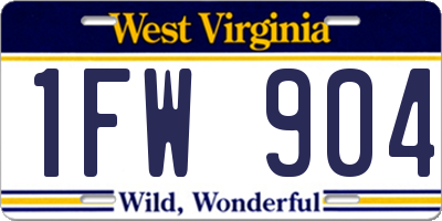 WV license plate 1FW904