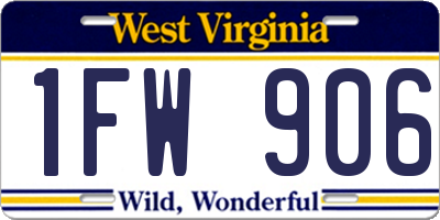 WV license plate 1FW906