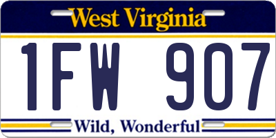 WV license plate 1FW907