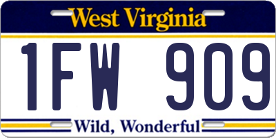 WV license plate 1FW909