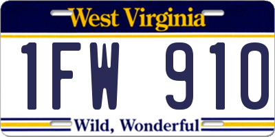 WV license plate 1FW910