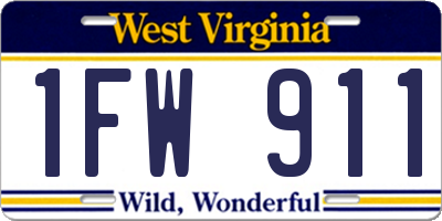 WV license plate 1FW911