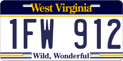 WV license plate 1FW912