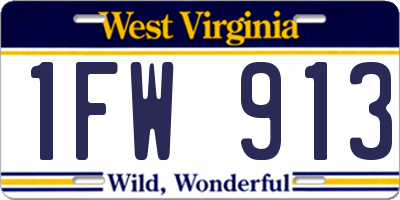 WV license plate 1FW913