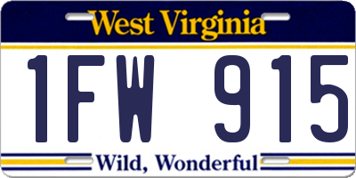 WV license plate 1FW915