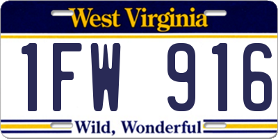 WV license plate 1FW916