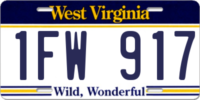 WV license plate 1FW917
