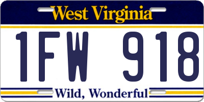 WV license plate 1FW918