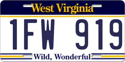 WV license plate 1FW919
