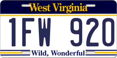 WV license plate 1FW920